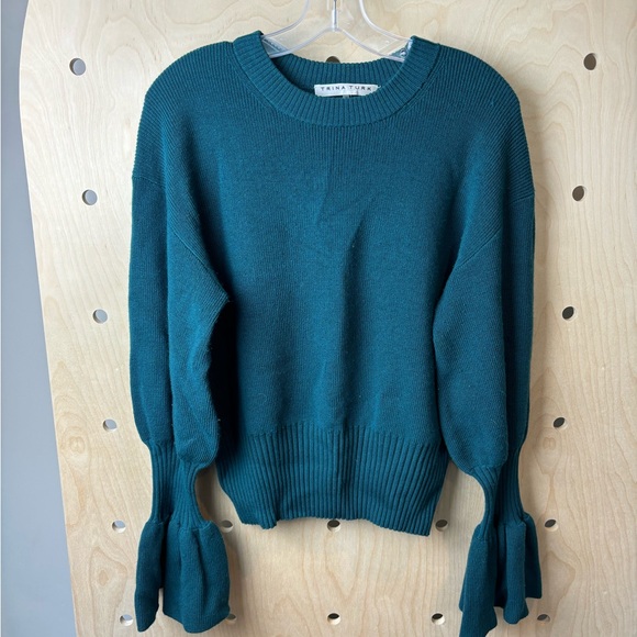 Trina Turk Chloe Ruffle Pullover In Bayberry Medium - Picture 3 of 7